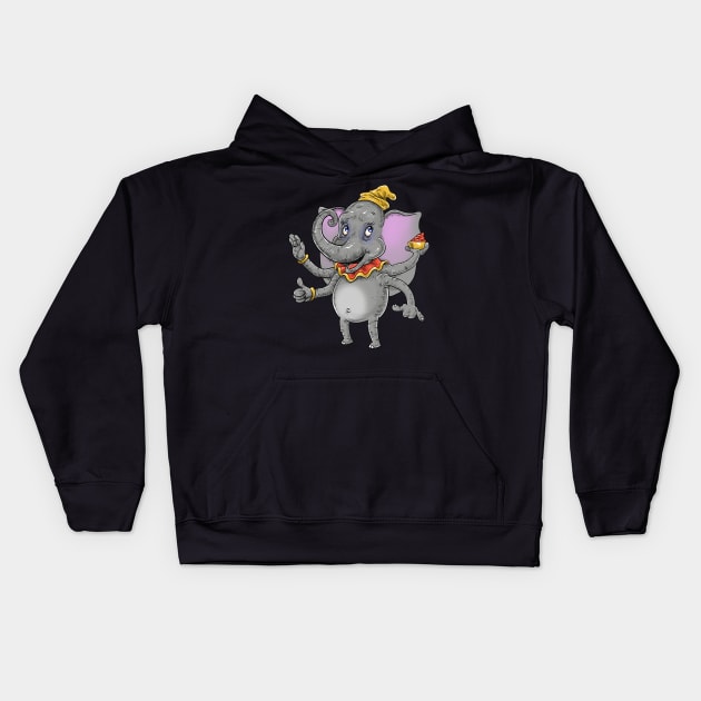 Dumbo Ganesha Kids Hoodie by idrawcartoons